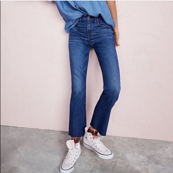 Madewell Denim - Madewell Cali Demi Boot Raw Hem Indigo Blue Wash